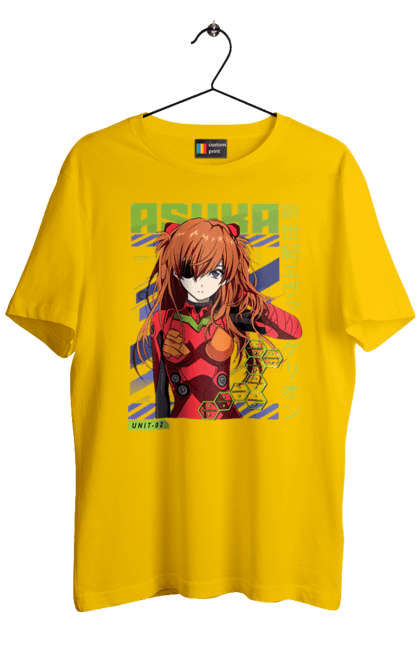 Men's t-shirt with prints Evangelion Asuka. Anime, asuka, asuka langley sorry, eva 02, evangelion, eve, kaoru, manga, ray, shinji. 2070702