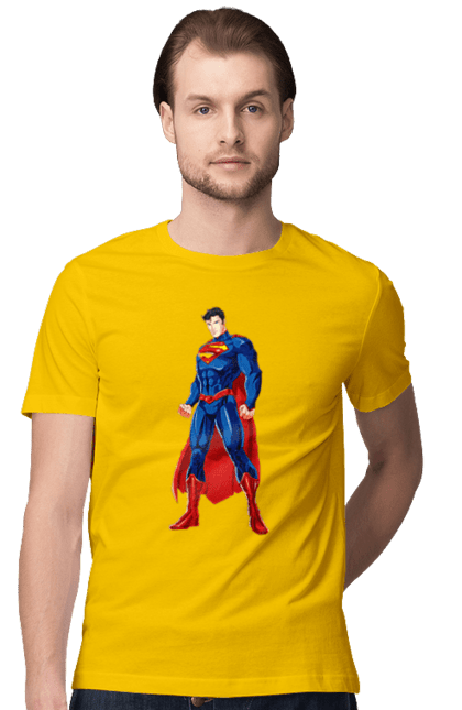 Футболка чоловіча з принтом "Супермен". Герой коміксів, кларк кент, комікси дс, криптоніт, синій костюм, супергерой, супермен. CustomPrint.market