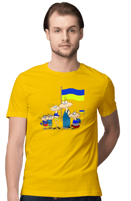 Футболка чоловіча з принтом "Україна давай". Масяня, нас багато, разом, україна. ART принт на футболках
