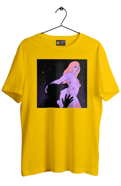 Футболка чоловіча з принтом "Фіолетова Дівчина". Дівчина, тіло. 2070702