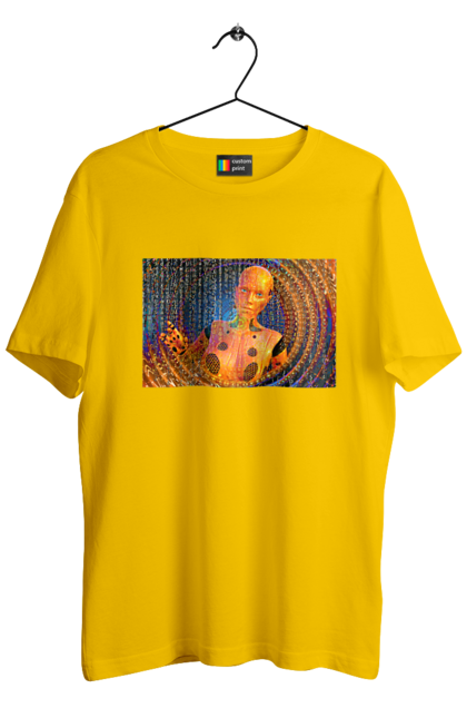 Футболка чоловіча з принтом "Штучний інтелект". Айті, айтішник, гик, жінка, знання, інженер, інтелект, кібер, кібернетика, кіборг, код, комп, комп`ютерник, кристал, машинне навчання, мікросхема, мозок, портрет, програміст, професіонал, професія, розробник, розум, хакер, чіп, штучний інтелект, штучний розум. 2070702