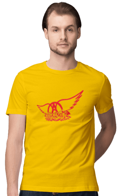 Men's t-shirt with prints Aerosmith. Aerosmith, blues rock, glam rock, group, hard rock, music, rock, rock`n`roll. 2070702