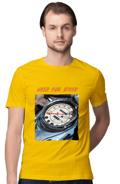 Футболка чоловіча з принтом "Мото 3". Байкер, дорогая, мотоцикл, ретро, скорость, спидометр, стиль жизни. 2070702