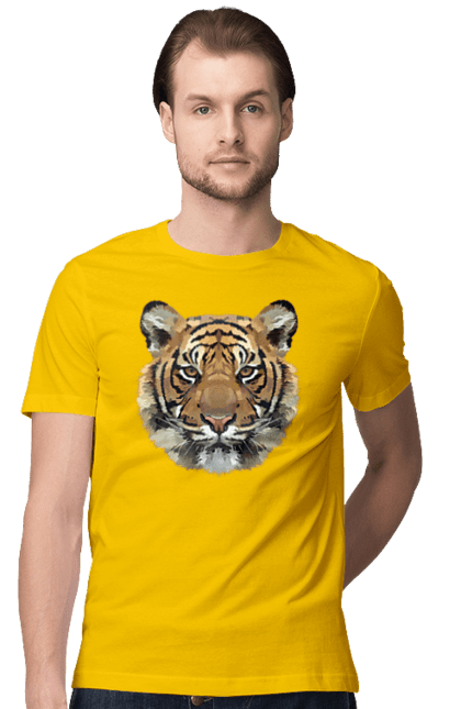 Футболка чоловіча з принтом "Голова тигра джунглів". Голова тигра, джунглі, тварини, тигр. CustomPrint.market