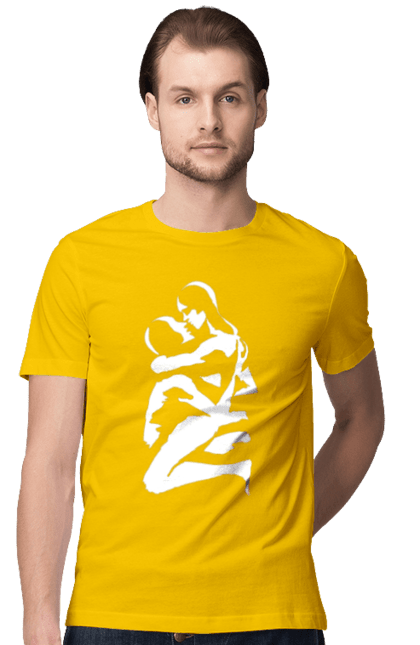 Футболка чоловіча з принтом "Білі Тіла". Жінка, контур, тіла, чоловік. 2070702