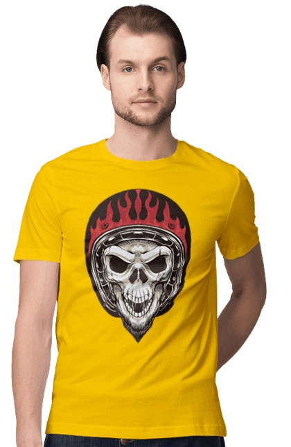 Skull in a motorcycle helmet