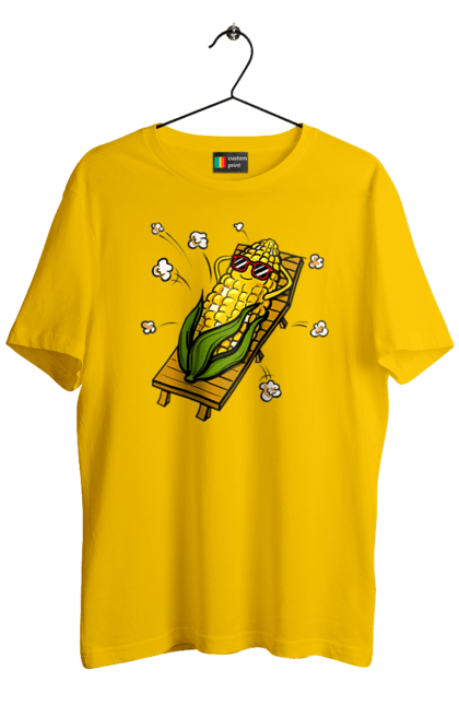 Men`s t-shirt with prints Corn Suns On A Lounger. Corn, lounger, popcorn. 2070702