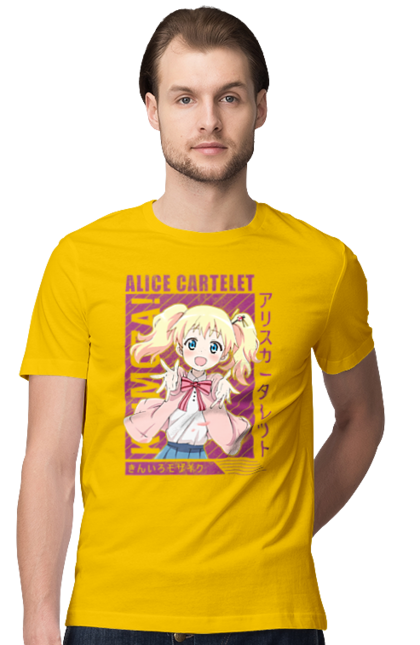 Футболка чоловіча з принтом "Золота мозаїка Аліса Картелет". Alice cartelet, anime, kiniro mosaic, kinmoza, manga, аліса, аліса картелет, аніме, золота мозаїка, манга. 2070702