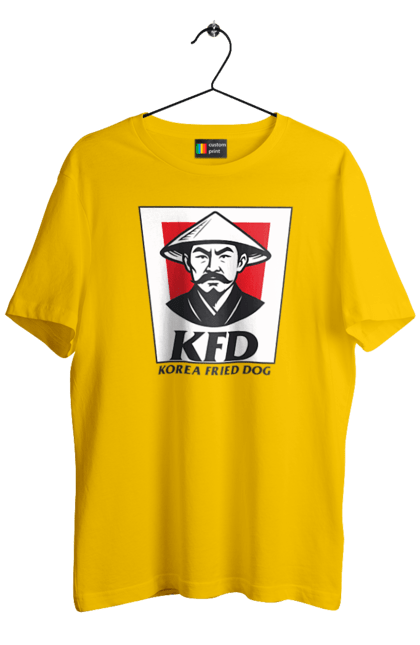 Футболка чоловіча з принтом "Korea Fried Dog". Бренди, гумор, жартівливі, кфц, літні, прикольні, смішні, фаст-фуд. 2070702