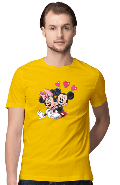 Футболка мужская с принтом Микки Маус и Минни Маус. Mickey mouse, minnie mouse, дисней, микки, микки маус, минни маус, мультфильм. 2070702