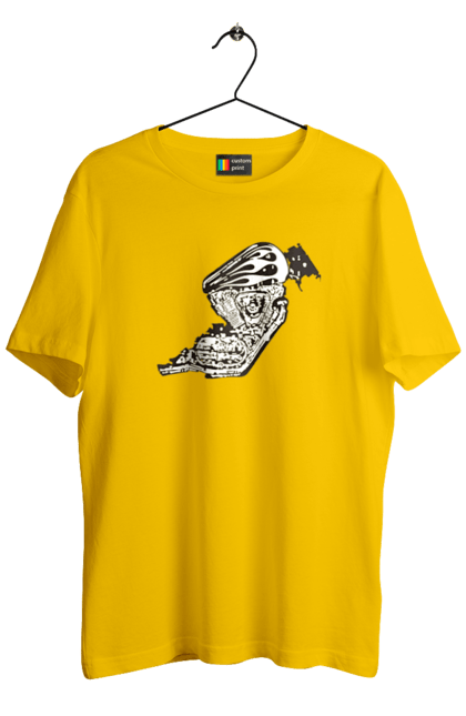 Футболка чоловіча з принтом "Двигун мотоцикла". Байк, бензобак, двигун мотоцикла, харлей девідсон, циліндри, чопер. 2070702