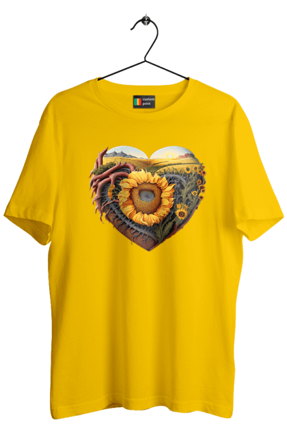 Футболка чоловіча з принтом "Символи України". Небо, поле, пшениця, символи україни, соняшник, україна. 2070702