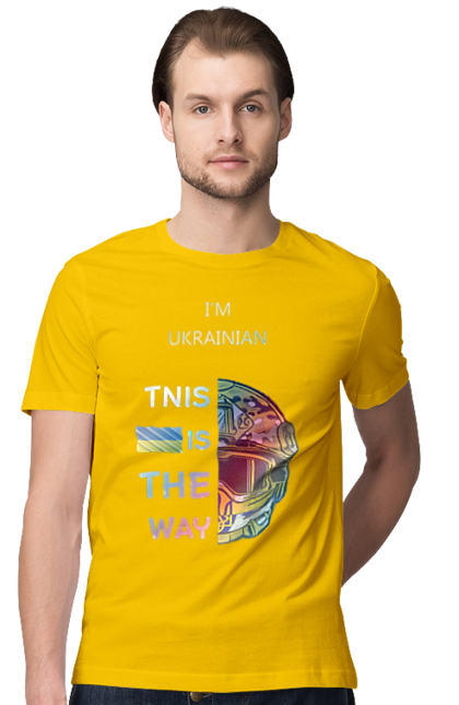 Футболка чоловіча з принтом "Я українець це шлях колорфул". Зсу, мандалоріан, символ україни зсу, солдат зсу, україна, українець це шлях, це шлях, я українець. 2070702