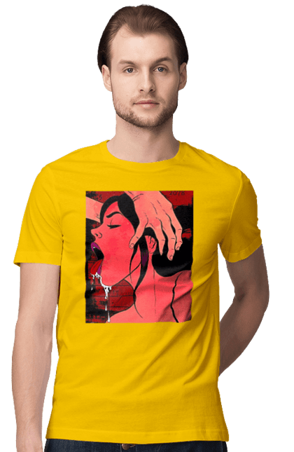 Футболка чоловіча з принтом "Дівчина Смокче Зі Слиною". Секс, смоктати. 2070702