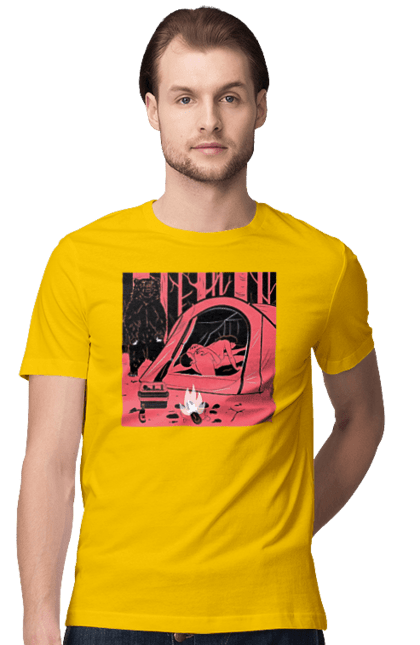 Men`s t-shirt with prints 69 In The Tent. 69, bear, forest, sex, tent. 2070702