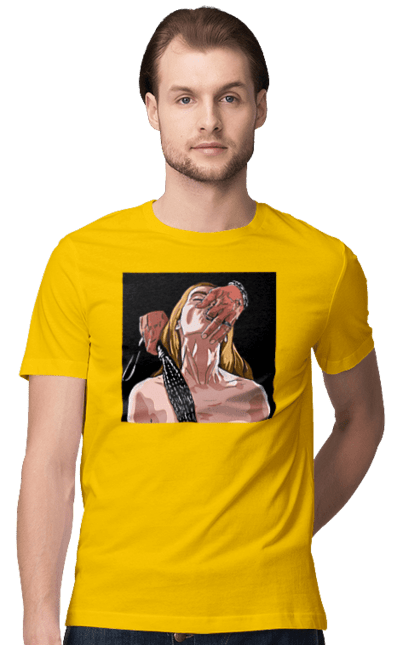 Футболка чоловіча з принтом "Дівчина У Полоні Чоловіка З Батогами". Батіг, пристрасть, смоктати. 2070702