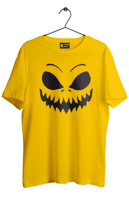 Men's t-shirt with prints Halloween pumpkin face. Costume, halloween, holiday, october, october 31, pumpkin, scary, sweets, trick or treat. 2070702