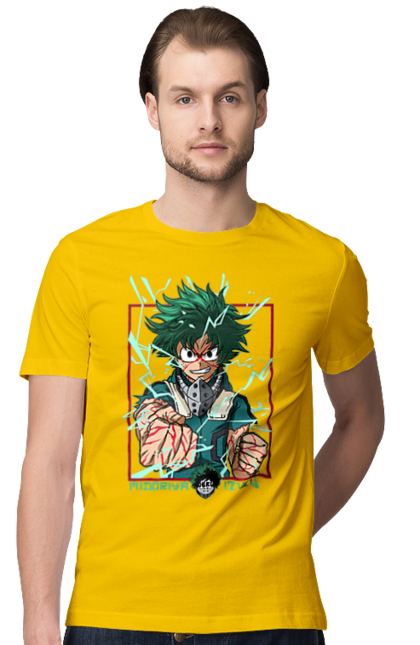 Футболка чоловіча з принтом "Моя академія героїв Мідорія". Izuku, midoriya, my hero academia, аніме, ізуку мідорія, манга, мідорія, моя геройська академія. 2070702