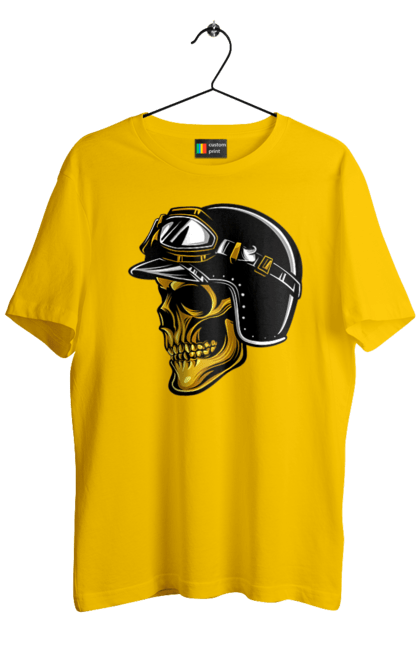 Футболка чоловіча з принтом "Череп в мотошоломі". Крутий, очі, череп, шолом. 2070702