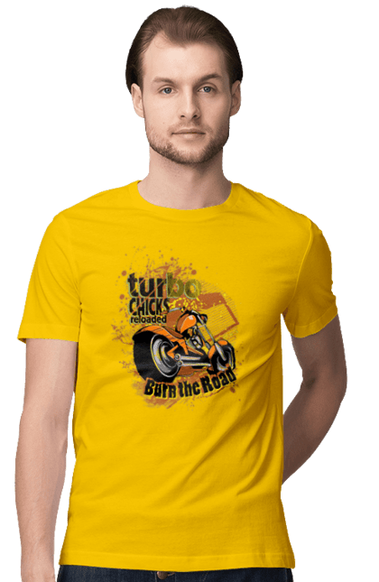 Men`s t-shirt with prints Turbo Moped. Moped, riding, speed. 2070702