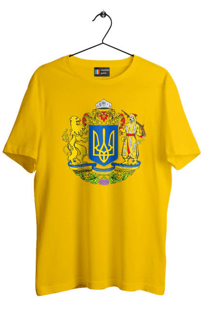 Футболка чоловіча з принтом "Герб України". Герб, герб україни, козак, лев, лев і козак, україна. 2070702