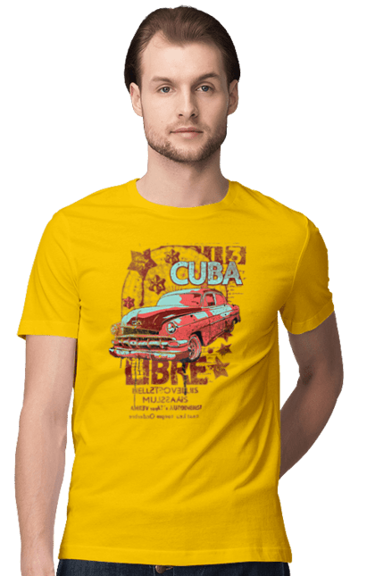 Men`s t-shirt with prints Cuba, Machine. Cuba, retro. 2070702