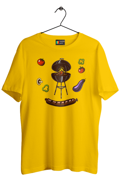 Men`s t-shirt with prints Barbecue Sausage. Barbecue, fry, grill, sausage. 2070702