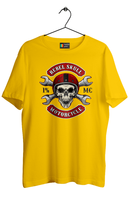 Men`s t-shirt with prints skull motorist. Amateur, helmet, motorcycle, skull. 2070702