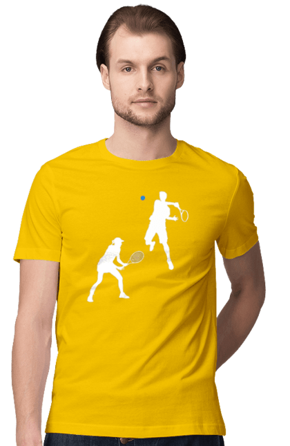 Футболка чоловіча з принтом "Теніс". Великий теніс, гравці, грунт, м`яч, призовий фонд, ракетка, спонсор, турнір на ґрунті, турнірна сітка, хард. 2070702