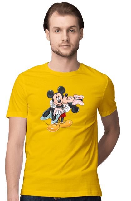 Футболка мужская с принтом Микки Маус и Минни Маус. Mickey mouse, minnie mouse, дисней, микки, микки маус, минни маус, мультфильм. 2070702