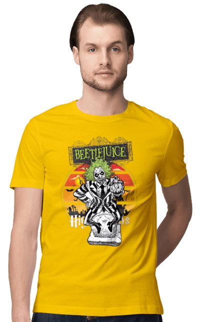 Men's t-shirt with prints Beetlejuice. Beetlejuice, comedy, ghost, horror, movie, tim burton, warner bros. 2070702