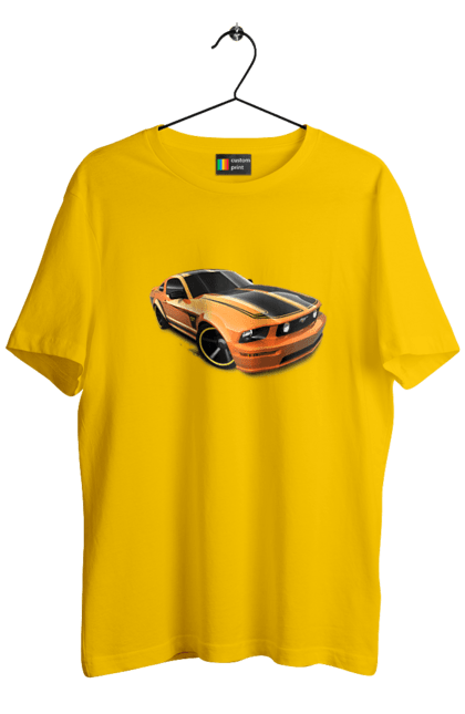 Футболка чоловіча з принтом "Помаранчева, швидкісна машина". Їзда, колеса, машина, швидкість. 2070702
