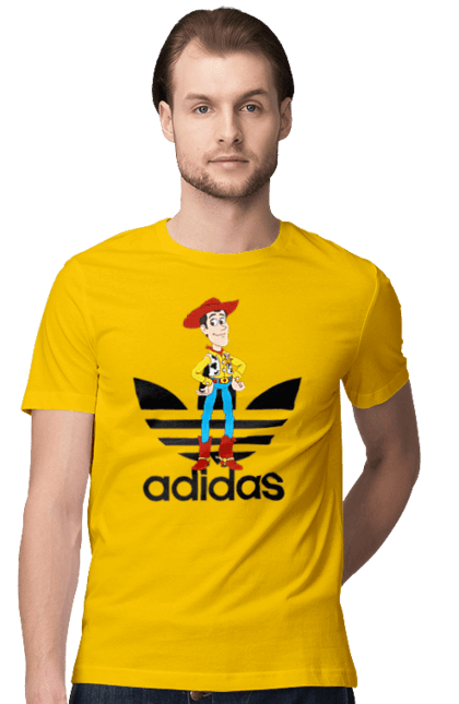 Футболка мужская с принтом Adidas Вуди. Adidas, toy story, woody, адидас, вуди, история игрушек, мультфильм. 2070702