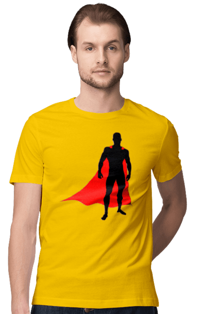 Футболка чоловіча з принтом "Супермен". Кларк кент, комікси, силует, супергерої, супермен. CustomPrint.market