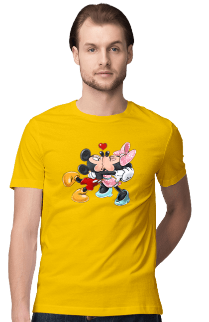 Футболка мужская с принтом Микки Маус и Минни Маус. Mickey mouse, minnie mouse, дисней, микки, микки маус, минни маус, мультфильм. 2070702