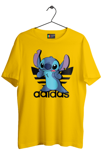 Men's t-shirt with prints Adidas Stich. Alien, cartoon, cinema, disney, film, lilo and stitch, stitch. 2070702