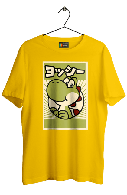 Men's t-shirt with prints Mario Yoshi. Character, dinosaur, games, mario, nintendo, super mario world, yoshi. 2070702