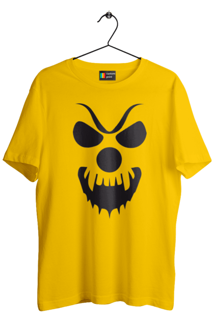 Men's t-shirt with prints Halloween pumpkin face. Costume, halloween, holiday, october, october 31, pumpkin, scary, sweets, trick or treat. 2070702