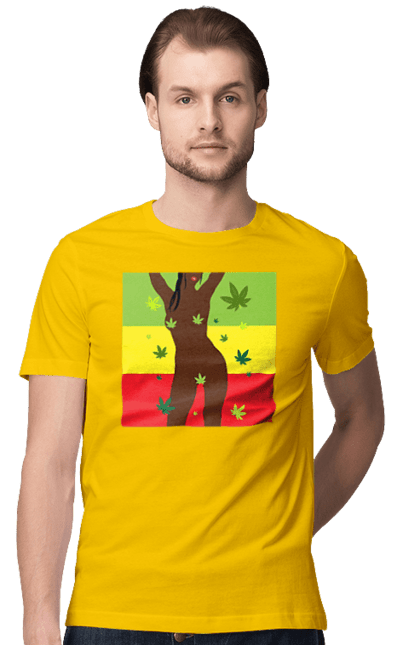 Футболка чоловіча з принтом "Гола Дівчина І Конопля". Гола, конопля, курити, сиськи. 2070702