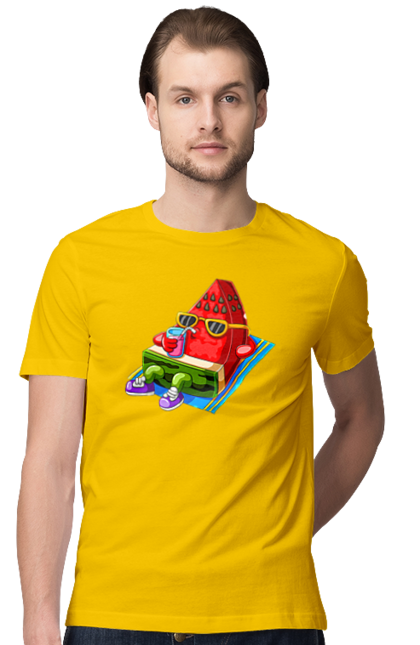 Футболка чоловіча з принтом "Кавун П'є Коктейль". Кавун, коктейль, літо. 2070702