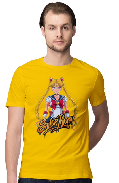 Men's t-shirt with prints Sailor Moon. Anime, drama, magical girl, sailor moon, tv series, usagi tsukino. 2070702