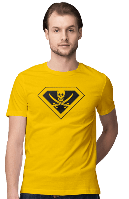 Футболка чоловіча з принтом "Суперпірат". Бетмен, кіно, комікси, марвел, супергерої, супермен, фільми. 2070702