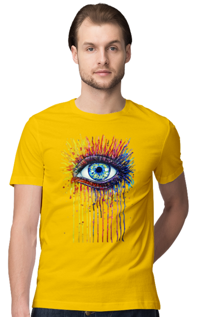 Men`s t-shirt with prints Colorful Flowing Eye. Eye, paints. 2070702
