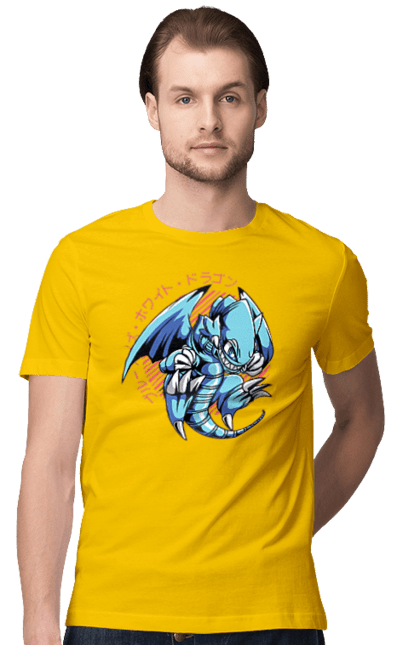 Футболка чоловіча з принтом "Yu Gi Oh! Blue Eyes Toon Dragon". Blue-eyes toon dragon, yu gi oh, аніме, гра, дракон, карти, манга. 2070702