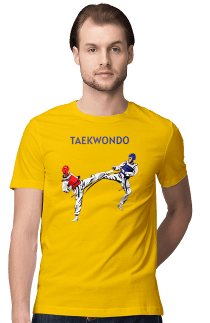 Футболка мужская с принтом Taekwondo training02 [Converted]. Taekwondo, боевое искусство, корея, спорт, таэквондо, тренировка. 2070702