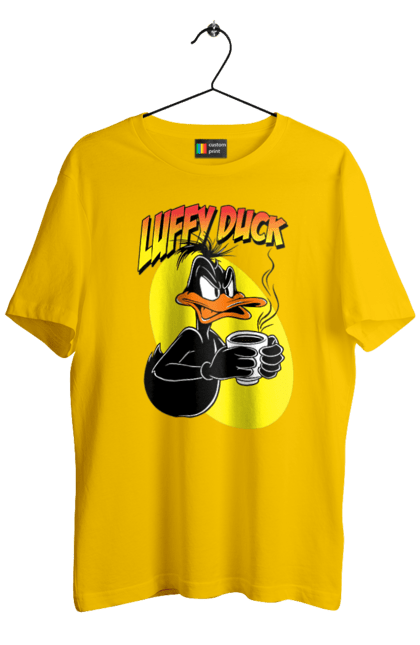 Men's t-shirt with prints Daffy Duck. Cartoon, character, daffy duck, duck, looney tunes, merrie melodies, warner brothers. 2070702