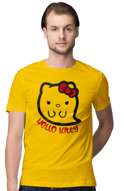 Men's t-shirt with prints Hello Kitty Halloween. Brand, cat, character, ghost, ghost, halloween, hello kitty, kitten, kitty. 2070702