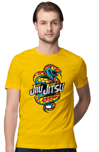 Men's t-shirt with prints Jujutsu. Animal, japan, jiu jitsu, jujutsu, martial arts, ninja, samurai, snake, sport. 2070702