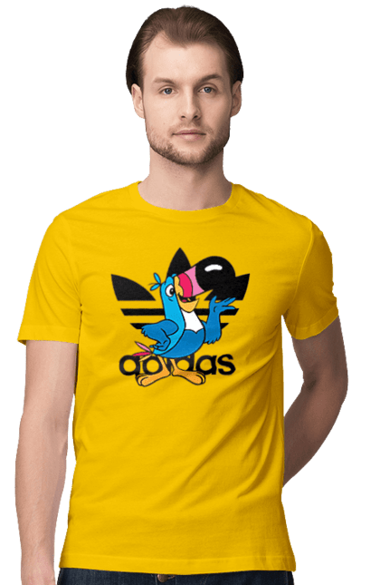 Футболка мужская с принтом Adidas Тукан Сэм. Adidas, froot loops, toucan sam, адидас, москот, тукан сэм. 2070702