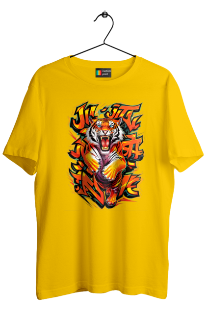 Men's t-shirt with prints Jujutsu. Animal, japan, jiu jitsu, jujutsu, martial arts, ninja, samurai, sport, tiger. 2070702